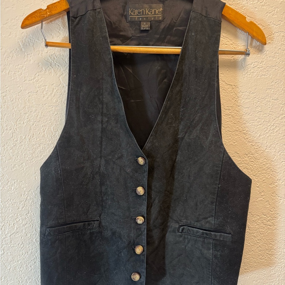 Karen Kane Charcoal Suede Buttoned Vest